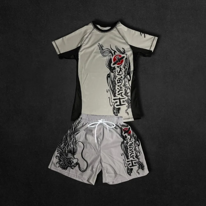 2026 Boxing Fittness Breathable Sportswear Set Suitable for Men Summer Quick-drying Combat Training Short-sleeved Shorts