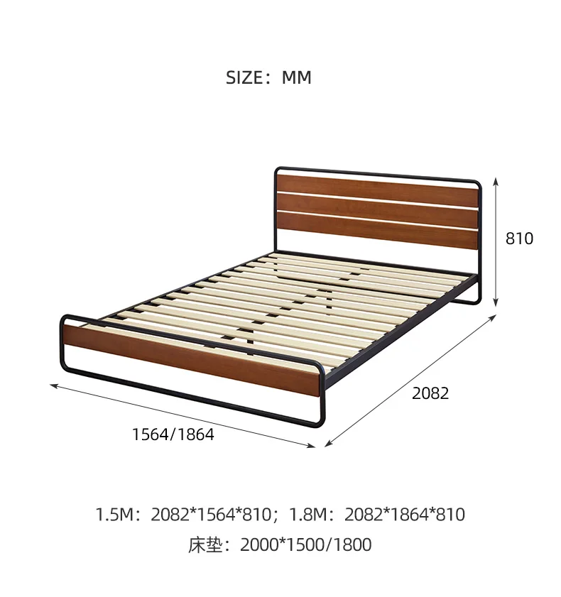 Iron bed modern simple luxury double bed apartment dormitory Nordic single bed