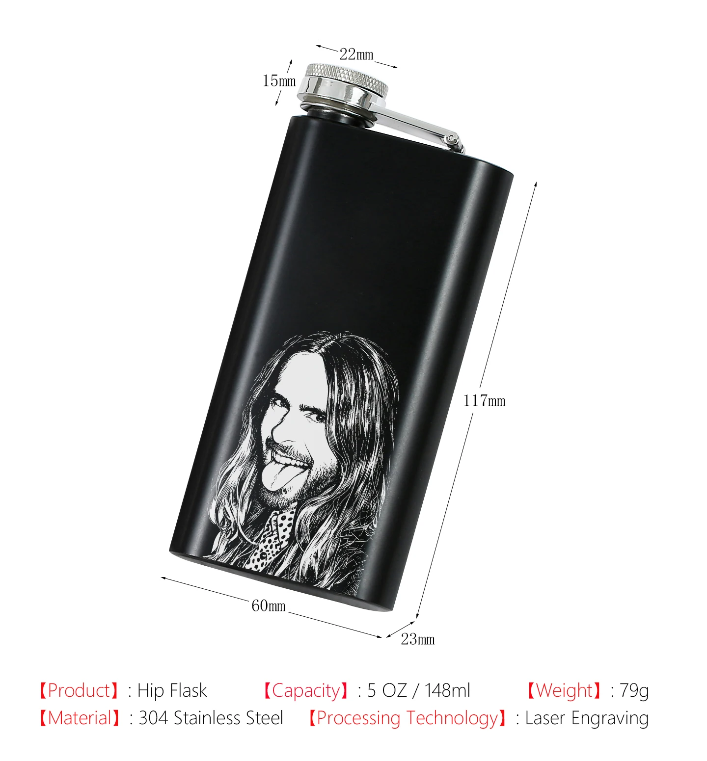 5oz 304 Edelstahl Rechteckige Mini-Hüftflasche Personalisiert mit Foto und Unterschrift Lasergraviert Tragbares Geschenk für Männer – Detail 2