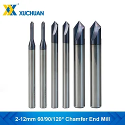 Chamfer Milling Cutter 60 90 120 Degree Carbide Chamfering Mill Deburring Edges V Grove Router Bit 3 Flutes CNC End Mill 2-12mm