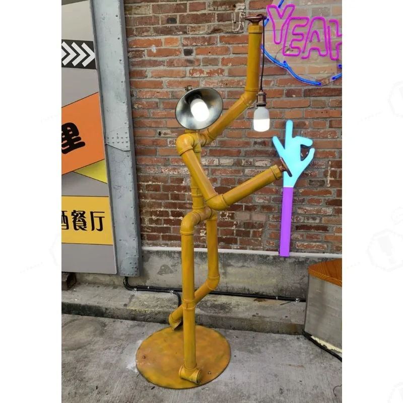 Loft Industrial Pipe Robot Spotlight Retro Large Table Lamp Indoor Outdoor Bar Cafe Decor Light