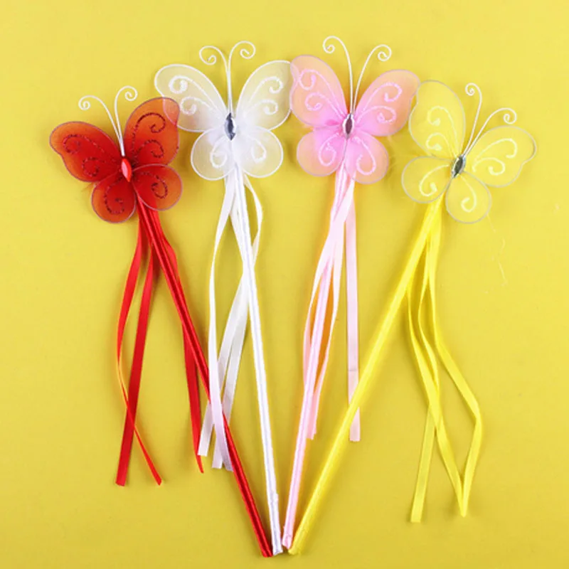 Princess Baby Girls Butterfly Fairy Wand Magic Sticks Kids Dress Up Cosplay Props Party Favors Gifts     Wedding Festival