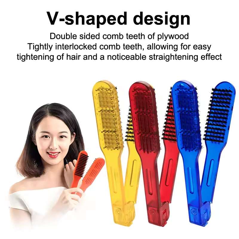 Doppelseitiger Keramik-Haarglätterkamm und Stylingbürste, Naturholz, 2-in-1-Styling-Werkzeug für Frauen – Detail 2