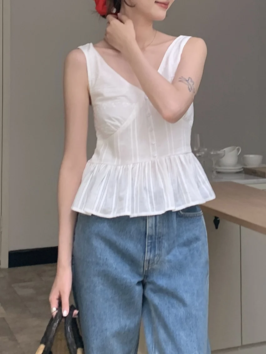 Estrangeiro kitty branco blusas ajustáveis fino-ajuste chique feminino novo decote em v 2025 florais mujer novo doce verão outwear diário suave