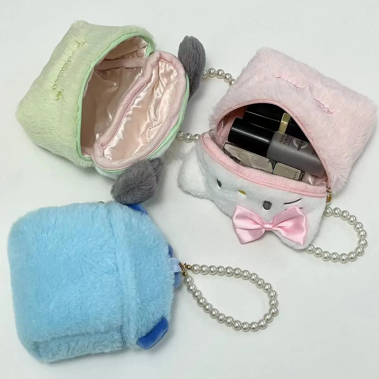 Cute Sanrio Makeup Bag Kuromi My Melody Cinnamoroll Cosmetic Bag Kawaii Anime Casket Jewelry Box Xmas Gifts Girl Student