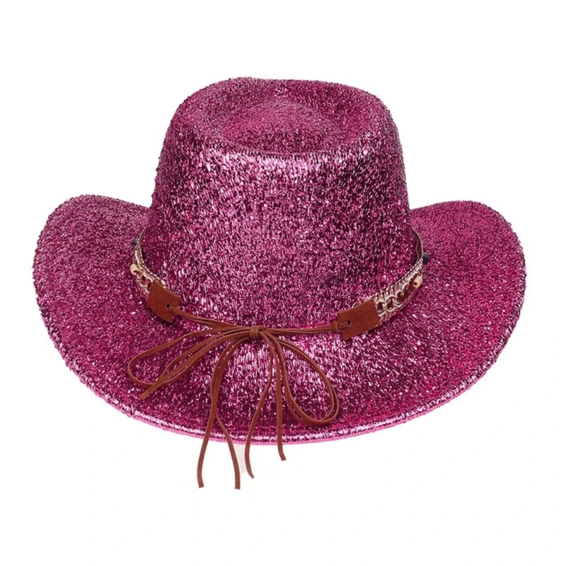 Rapper Cowboy Hat Sequined Club Panama Hat Adornment for Wedding Party Crystal Club Cowboy Hat