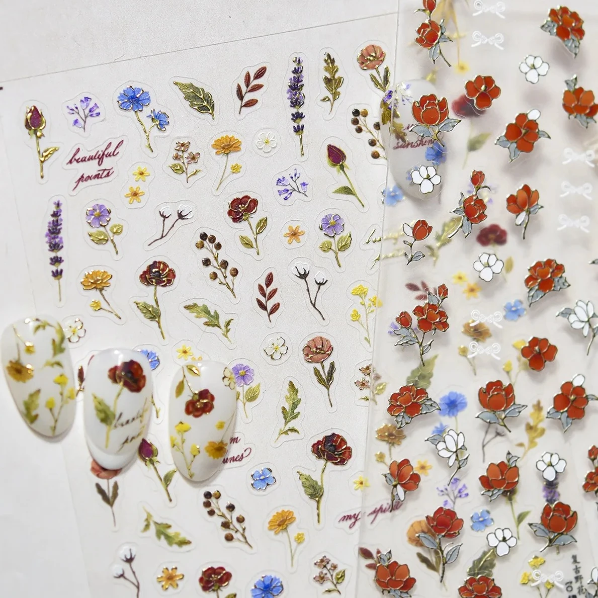 Fiore vivido Fiore di campo Lavanda Giglio Margherita Camelia Fiore di pesco Magnolia Rosa Poesia Chic Frangipani Nail Art Stickers Decalcomanie