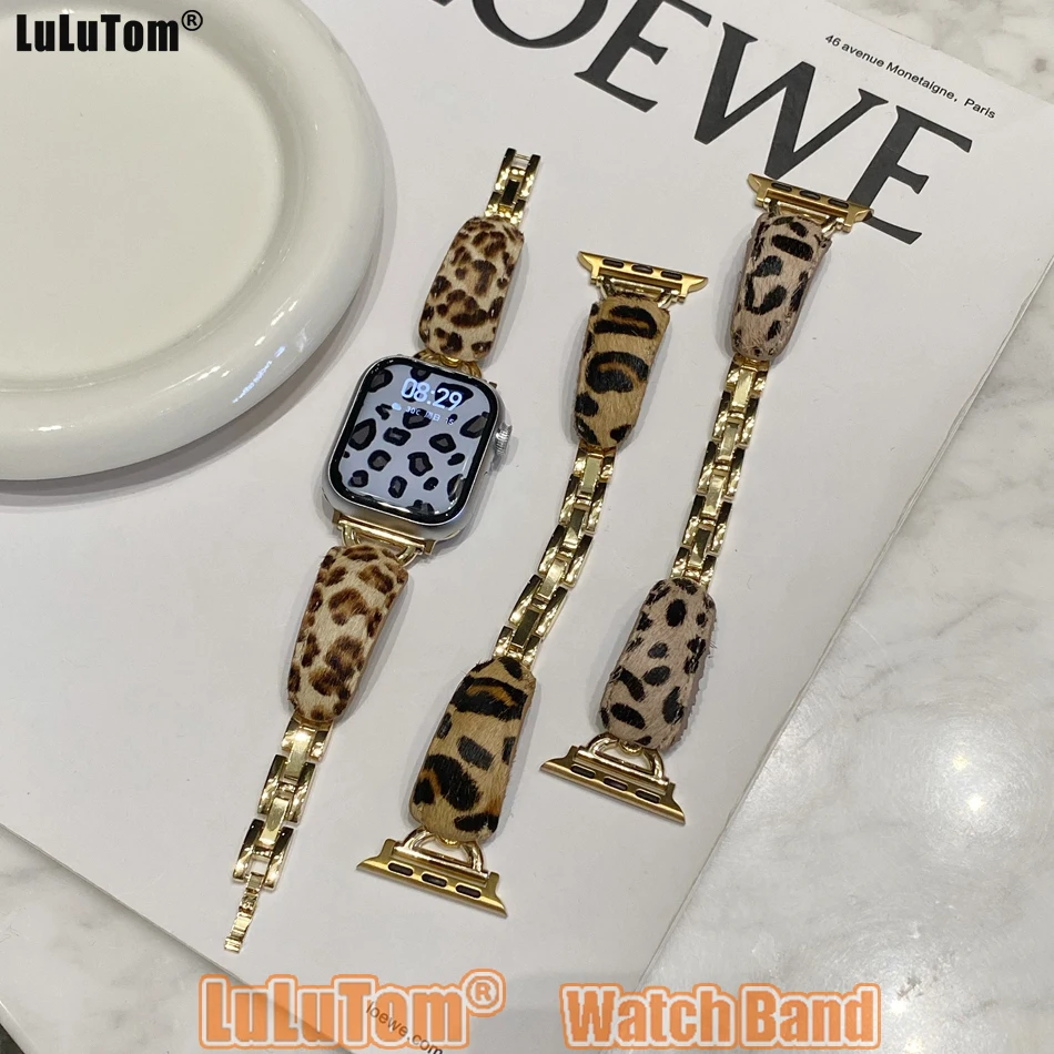 Luxury Leopard Print Strap For Apple iWatch Series 10 9 8 7 6 5 4 3 SE Ultra 2 Bracelets Watch Band 46mm 38/40/41/44/42/45/49mm