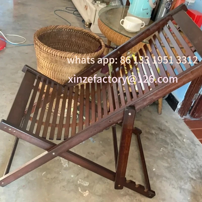 Customizable Portable Folding Lounge Chair Outdoor Camping Relaxing Bamboo Chair Home Elderly Comfort