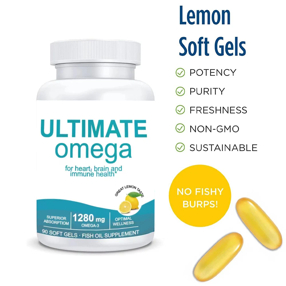 

Ultimate Omega 3 Fish Oil Softgels Supplement Optimal Wellness - 1280mg Omega-3, EPA & DHA - for Heart, Brain and Immune Health