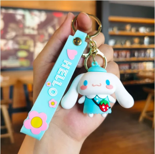 Cartoon Sanrio Hello Kitty Keychain Kawaii Action Anime Figures Kuromi My Melody Pochacco Doll Toys Key Ring Pendant Ornaments