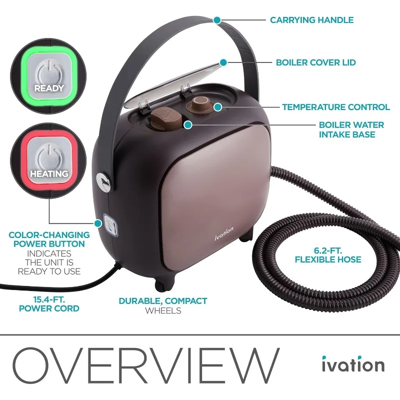 Ivation Steam Cleaner, Powerful Multipurpose Steamer w/ 18 Accessories, Chemical-Free Cleaning and Sanitizing