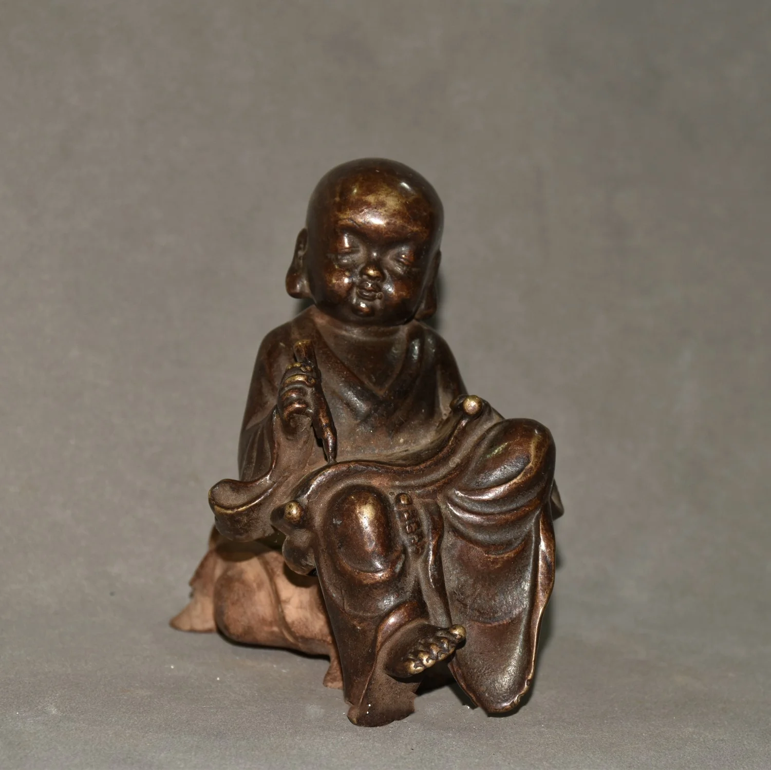 Collecting Cute Pure Copper Small Monk Statues Sitting Maitreya Buddha