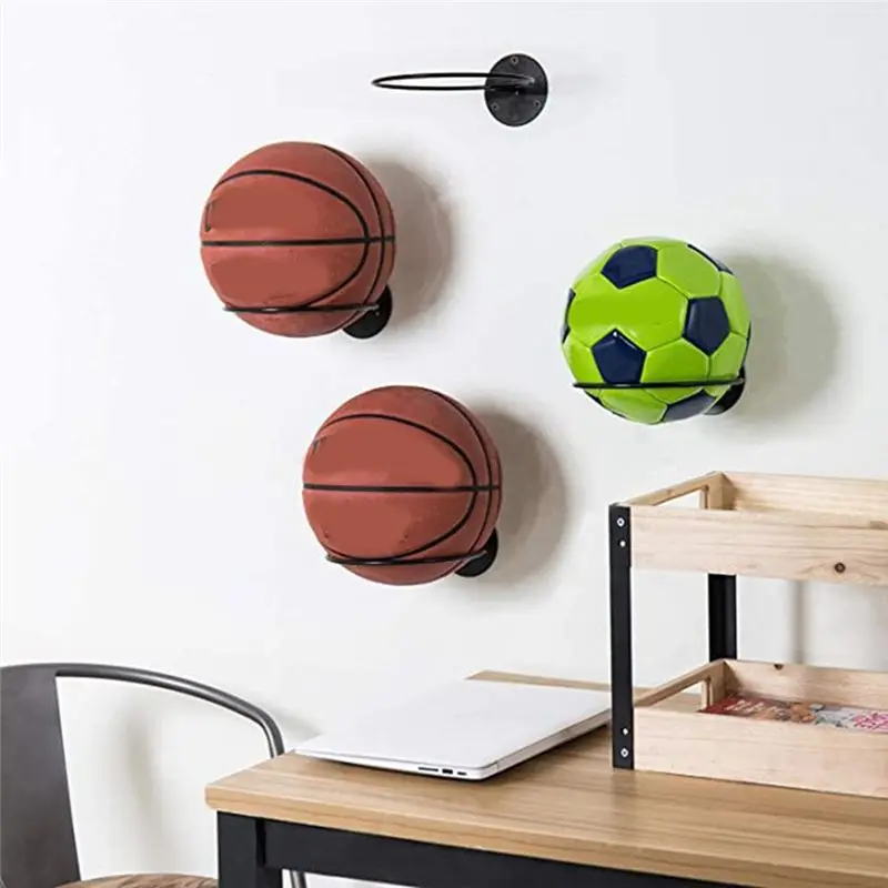Budget-Friendly 4PCS Iron Basketball Football Volleyball Storage Rack Household Wall Mounted Ball Rack Wall Storage Rack Durable