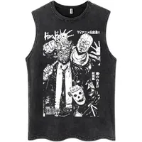 Camisetas sin mangas lavadas con patrón de Anime japonés Dorohedoro para hombre y mujer, camiseta sin mangas de Manga a la moda de algodón 100%, camisetas holgadas informales