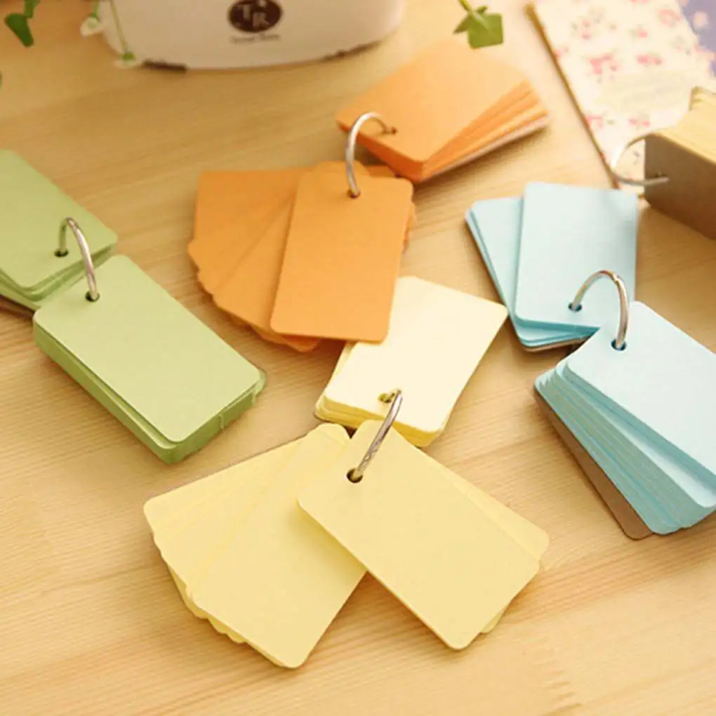 Candy Color Buckle Binder Notes Portable Flash Cards Memo Pads DIY Blank Card