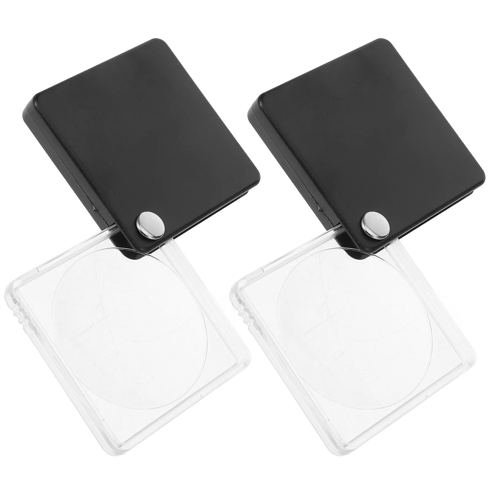

2pcs Square Pocket Magnifier Compact Handheld For Jewelry Identification Small Foldable Magnifier Tool Instrument