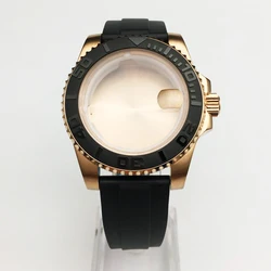 40mm Rose Gold PVD Watch Case Fit NH35/36 Mingzhu DG2813/3804 Miyota 8215/8205 Rubber Strap Retrofit Accessories