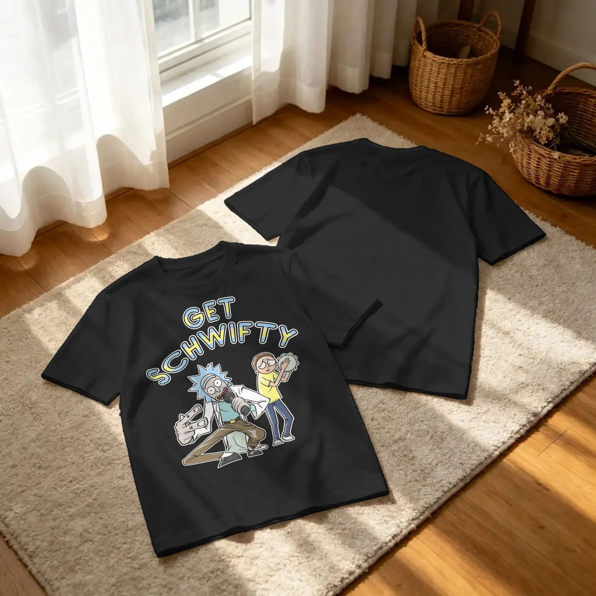 GET SCHWIFTY R-Rick and M-Morty T Shirt 100% Cotton Hipster T-Shirts Round Collar  Tees Short Sleeve Clothing 4XL 5XL