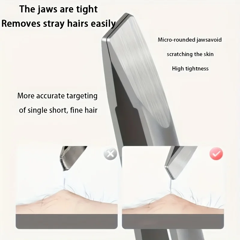 4pcs Stainless Steel Tweezers Set for Sensitive Beige & Eyelid Facial Hair Removal Professional Slant Tip Beauty Tools Gifts