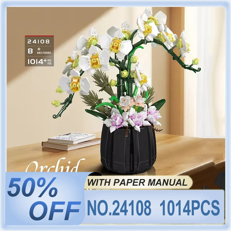 

Mold King 24108, строительный блок для орхидеи в горшках, серия цветочных растений, домашний декор в сборе, игрушка «сделай сам», детские игрушки для девочек, романтические рождественские подарки
