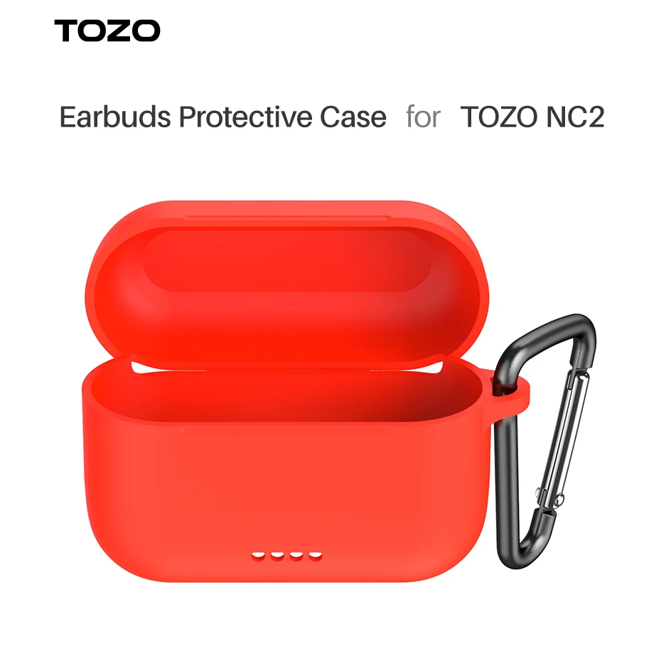 TOZO NC2 Hybrid Active Noise Cancelling Wireless Earbuds Protective Silicone Case Red