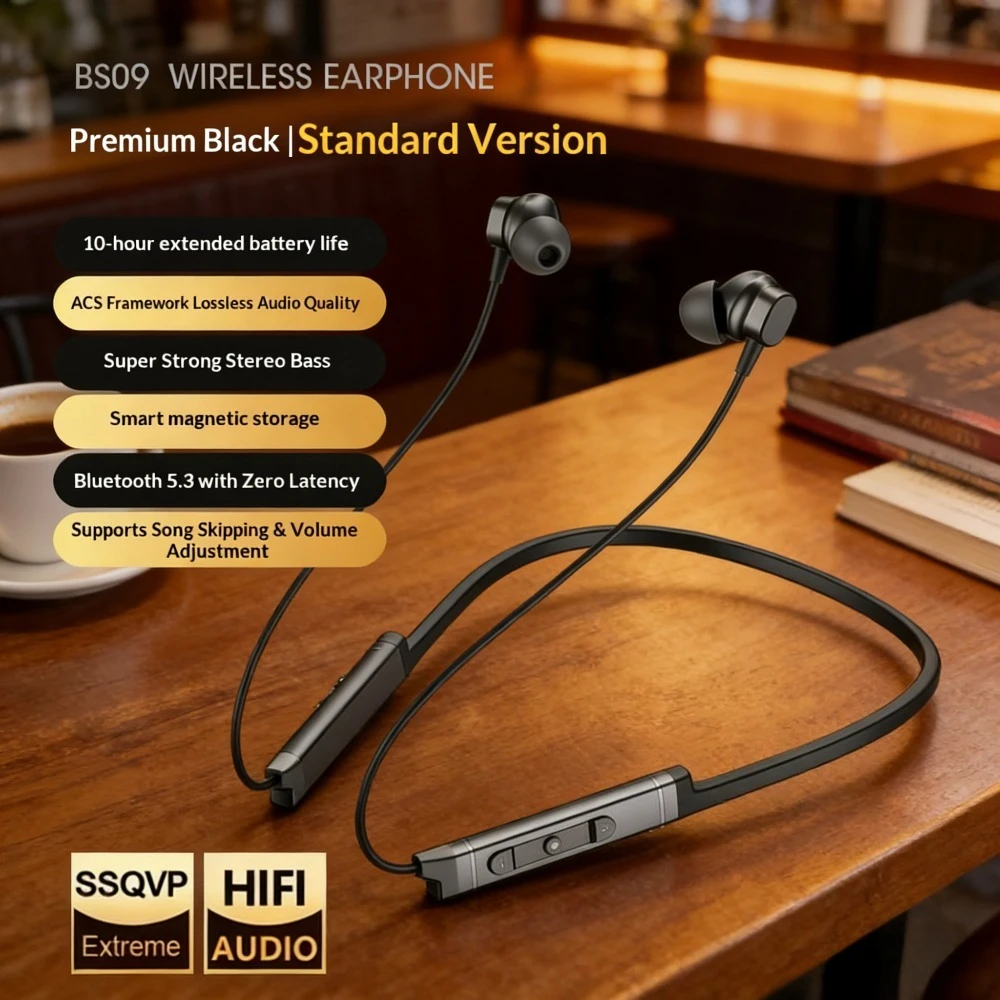 R Wireless Neck-hung Bluetooth Headset Noise Cancellation High Sound Quality for Sports Running Fitness Business E-Sports Sleep