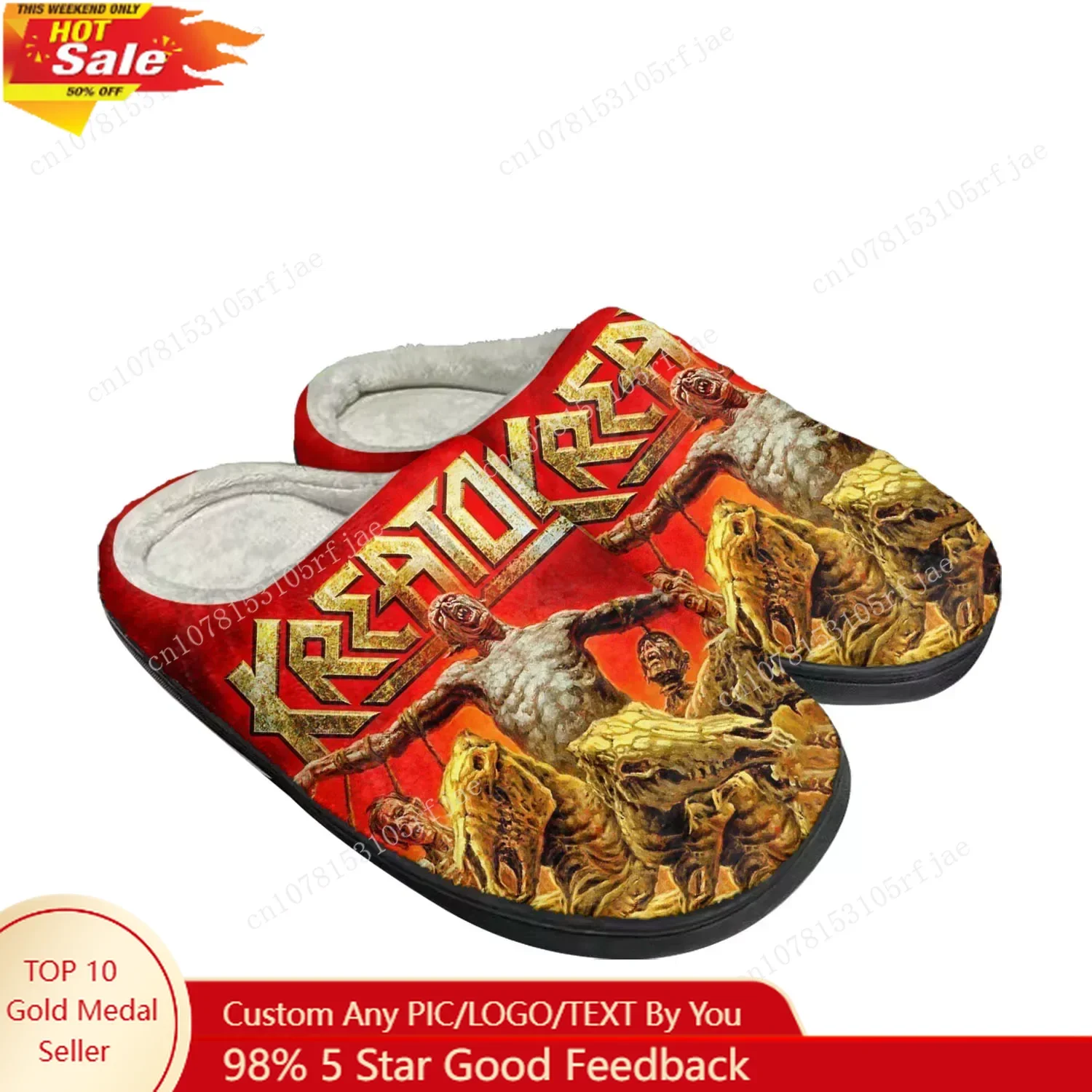 

Kreator Band Home Cotton Slippers Mens Womens Thermal Indoor Slipper Custom Gods of Violence Shoe Plush Bedroom Keep Warm Shoes