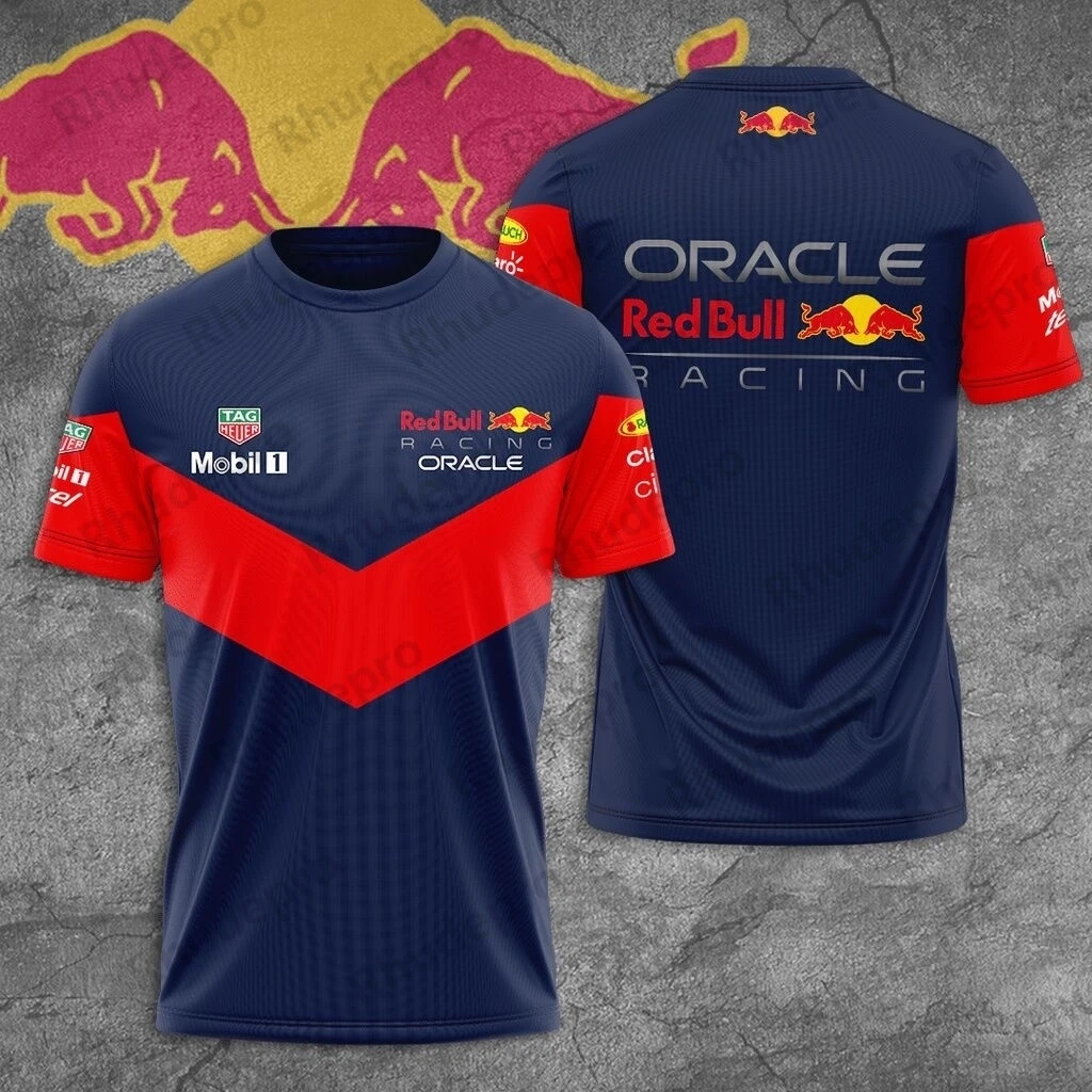 Red Bull Racing Team Men T-shirts Summer Short Sleeve  Tee Shirts 2024 New Sport  Tees Tops Car Polyester Breathable