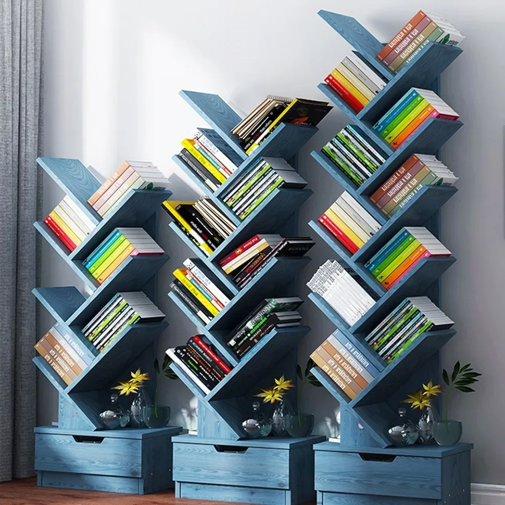 Tree Shaped Bookshelf Wooden Floor Standing Storage Rack Student Desktop Multilayer Modern Minimalism Book Shelf Furniture