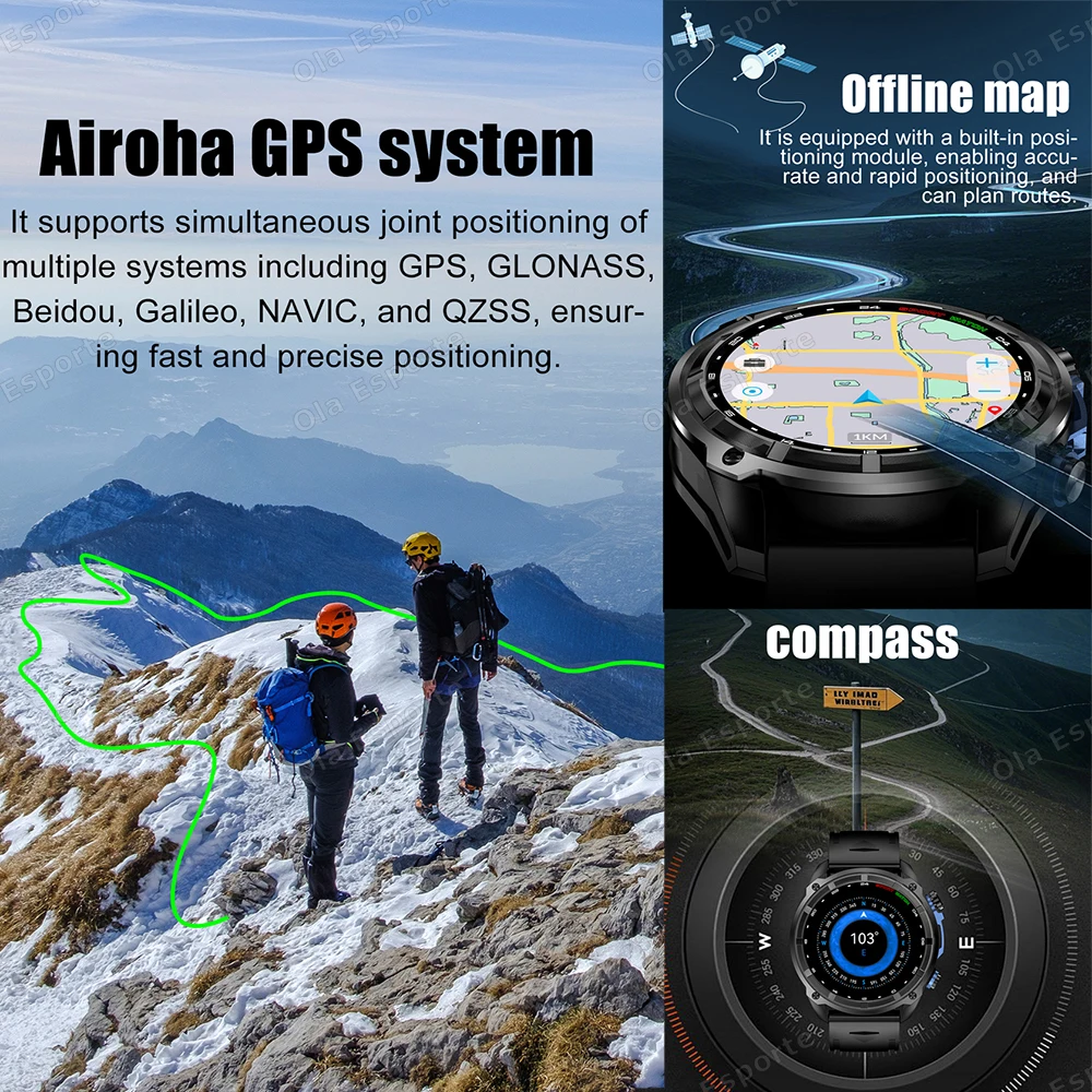 2025 neue GPS SmartWatch Offline Karten 4 GB Speicher Video Player Kompass Militär Sport Smart armband Männer 50 m schwimmen Wasserdicht