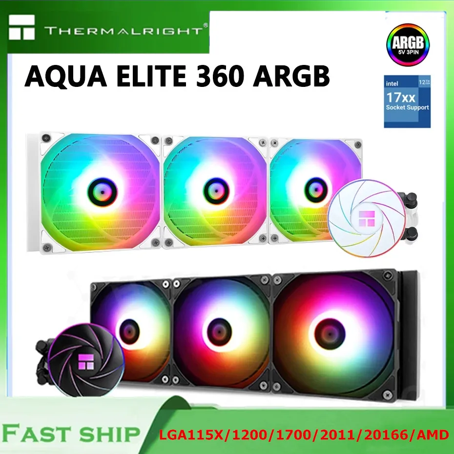 Thermalright AQUA ELITE 360 ARGB 12th All-in-on Integrated Water Cooling Radiator 5V ARGB Fan CPU Liquid Cooler LGA1700 115X AMD