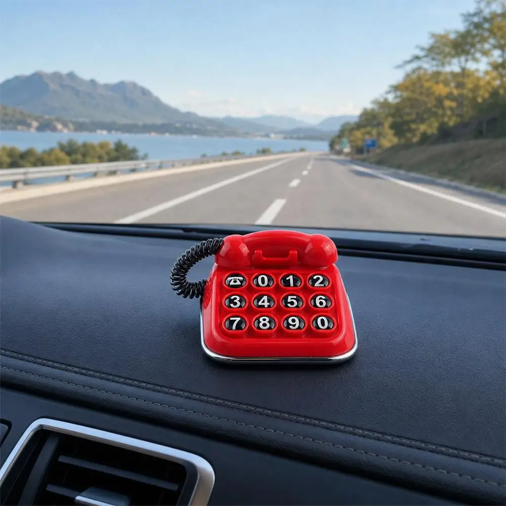 Car Dashboard Retro Telephone Parking Number Plate Creative Removable Digital Card Ornament Vehicle Interior Decoration Accessor - view 2