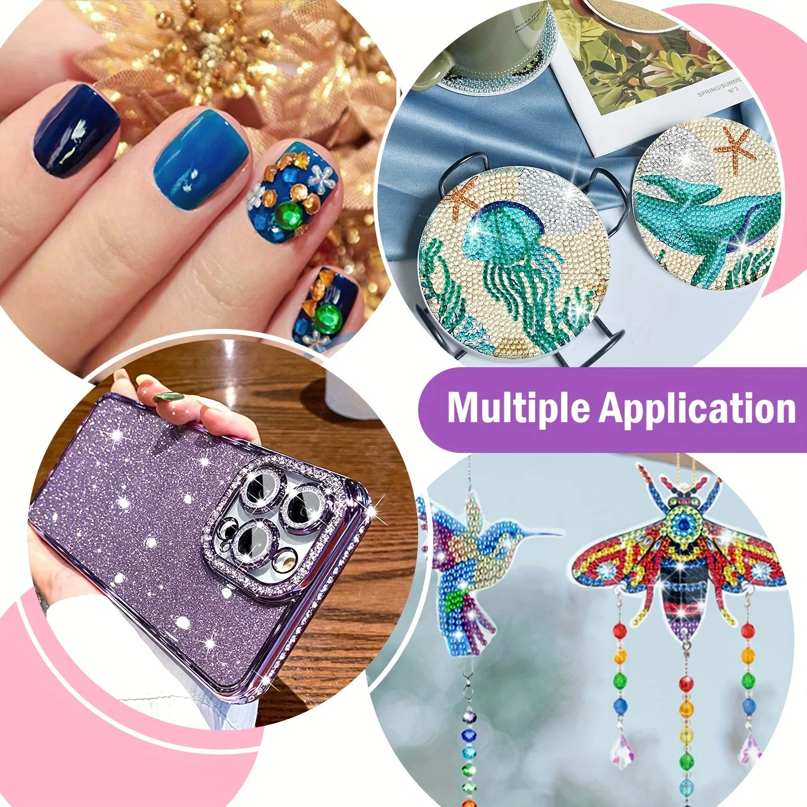 Zestaw narzędzi do malowania diamentami: brokatowy długopis w kształcie tykwy, plastikowy długopis, metalowe wiertła, 6 sztuk czerwonego kleju, 1 sztuka plastikowego pudełka, gwintowane wiertła do malowania diamentami.