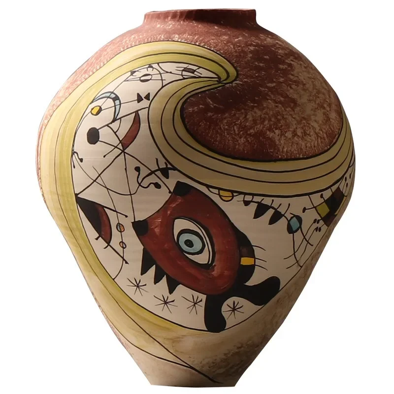 

Creative hand-painted ceramic vase hotel flower arrangement decoration retro abstract rendering art ornament
