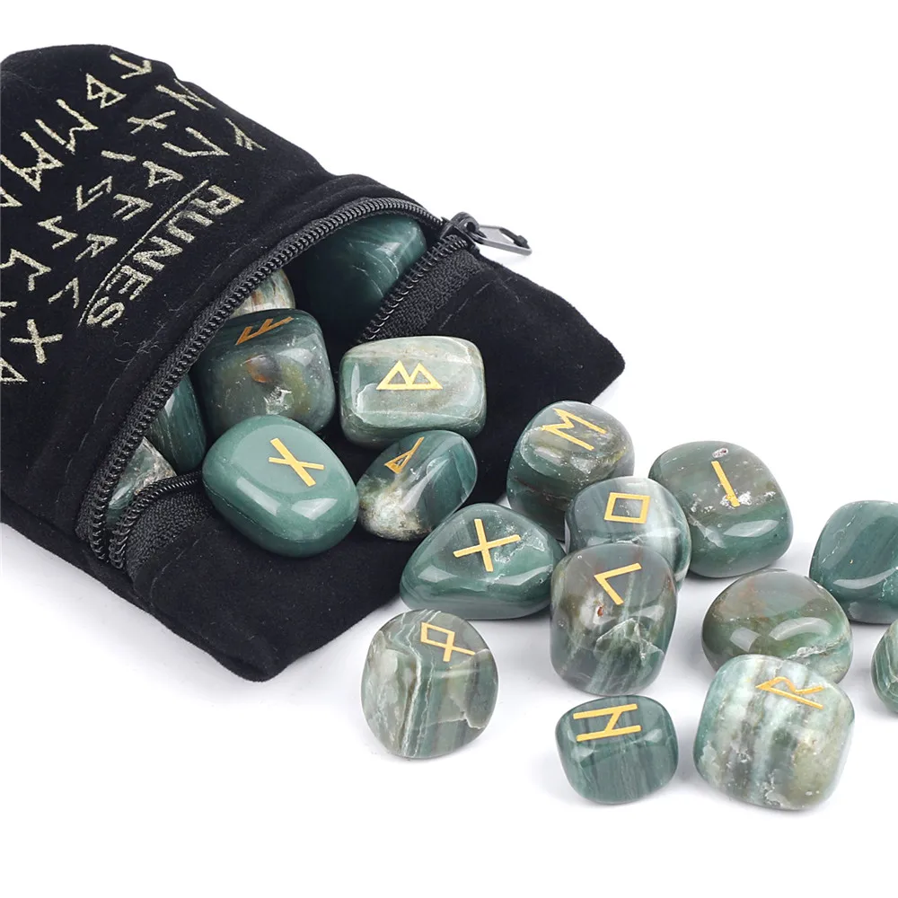 25PCS/Set Rune Stones Raw Mineral Natural Crystals Quartz Divination Witch Chakra Healing Rune Stone