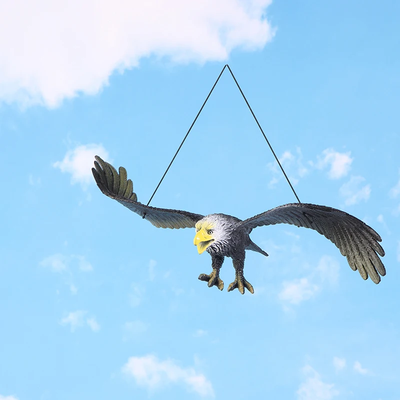 1 Stück Outdoor-Adlerfigur, hängende Vogelabwehr, Kunststoff-Adlerornament, lebensechte fliegende Vogel-Falke-Lockvogel-Garten-Vogelscheuche – Detail 7