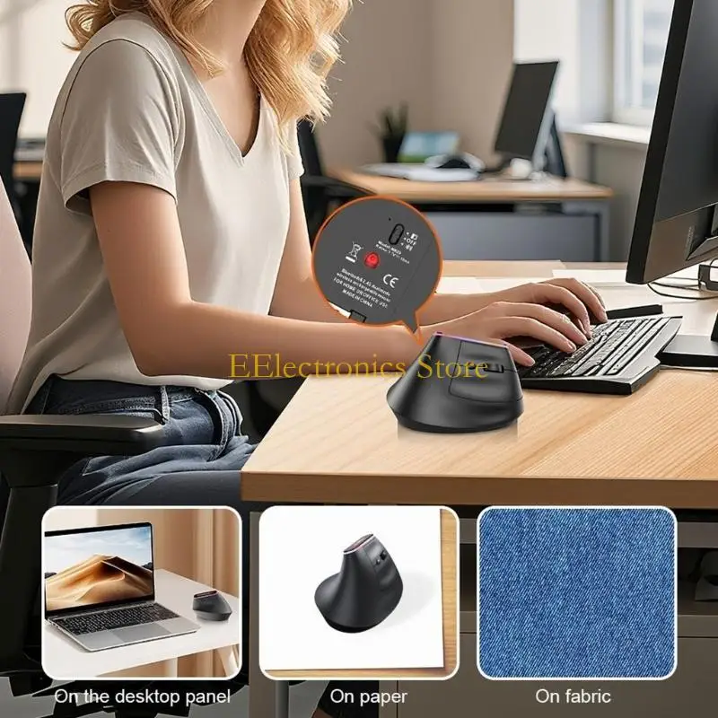B03C Wireless Vertical Mouse 2.4GHZ Ergonomic Mouse 1600DPI Mouse Bluetooth-Compatible