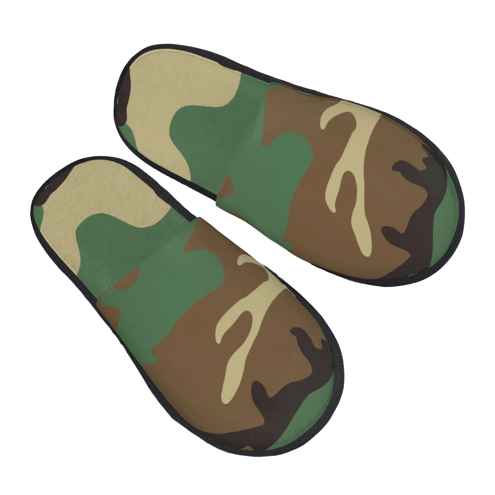 Pantoufles militaires à motif camouflage forestier en mousse à mémoire de forme pour femmes, pantoufles tactiques militaires confortables, chaudes et antidérapantes