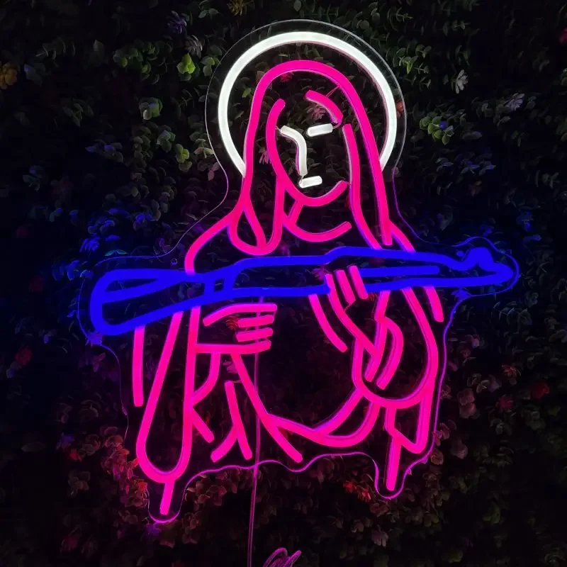 

LED Light Neon Design Mary Peace 5V (46x42cm) AK Wall Wedding Bedroom Party Decoration Festive Neon Signs for Room Wall