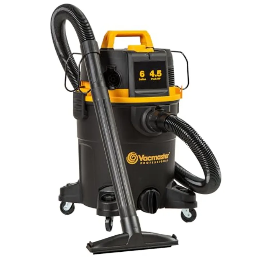 

Professional 6 Gallon 4.5 Peak HP Wet/Dry Vacuum with Self-Cleaning Filter System in Gray for Heavy-Duty Cleaning and Efficient