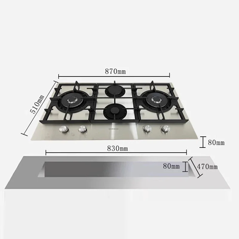 Four-burner gas/coal stove Built-in household natural gas stove European stainless steel gas stove