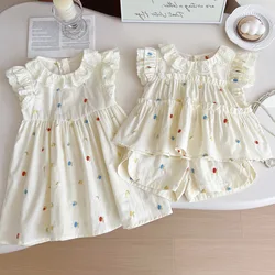 Korean Version of the Girls Lace Collar Sleeveless Dress Summer Fashion Undershirt Dress Embroidery Cotton Baby Princess Dresses