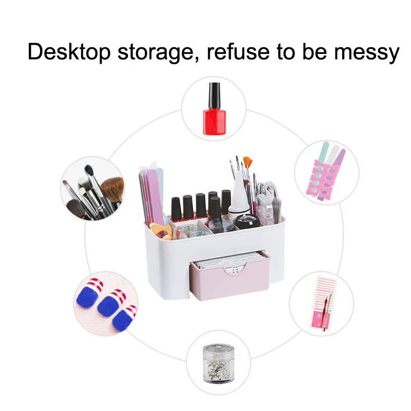 INS Nail Art Plastic Organizer  Cosmetic Storage Box Jewelry Storage Box Desktop Drawer Type Storage Box Drawer Stationery Rack