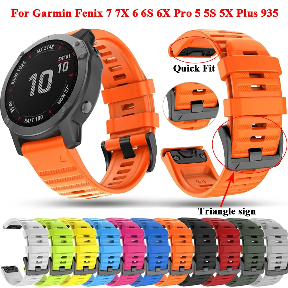 

22 26MM Silicone Watch Band Strap For Garmin Fenix 6X 6 Pro 7X 7 EPIX Easyfit Wristband Fenix 5 5X Plus 935 Smartwatch Bracelet