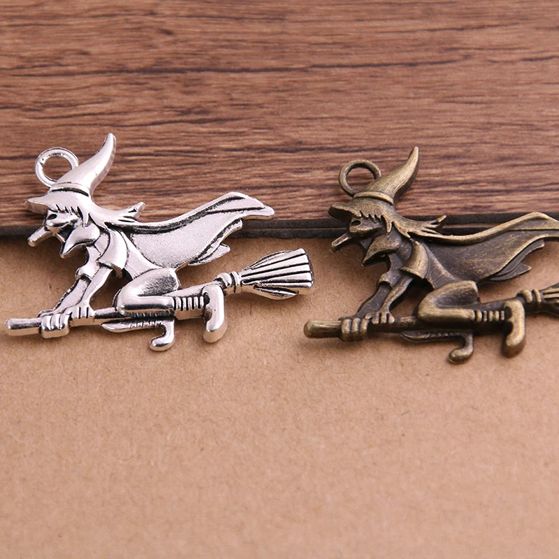 6PCS 30*38mm Vintage Metal Witch Witchcraft Charms DIY Handmade Accessories Classic Charm Jewelry Making