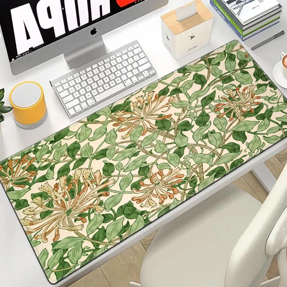 

HYBXAXC 900x400 William Morris Computer Table Gaming Pc Setup Accessories Gamer Desk Mat Mousepad Anime Large Mats Office