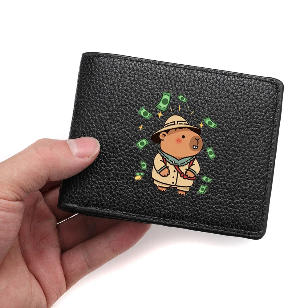 Herrenmode Mini Ultradünne Kurze Reißverschluss Geldbörse Multi-Card Slot Kreditkarteninhaber PU Leder Geldbörse