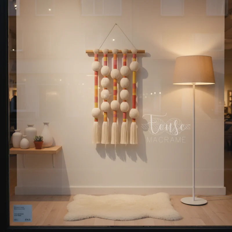 Macrame Wall Hanging with Tassels and Balls Boho Bohemian Wall Decor for Living Room Bedroom