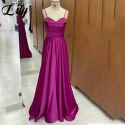 Lily Purple Stain Charming Prom Dress Sweetheart Spaghetti Strap Formal Gown Beach Beaded Custom Evening Gown vestidos de noche